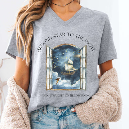 V-neck Athletic Heather / S Second Star to the Right Peter Pan V-Neck The Mystic Eden