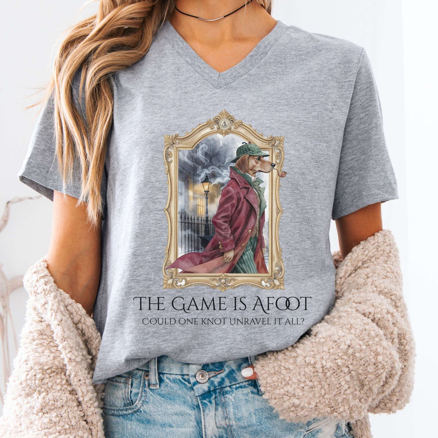 V-neck Athletic Heather / S The Game Is Afoot Sherlock Holmes V-neck The Mystic Eden