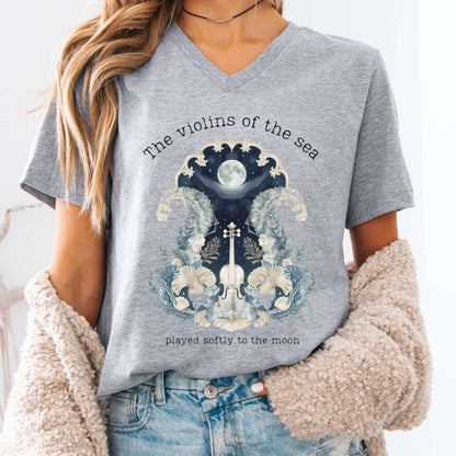 V-neck Athletic Heather / S The Violins of the Sea Played Softly to the Moon Poetry V-neck The Mystic Eden