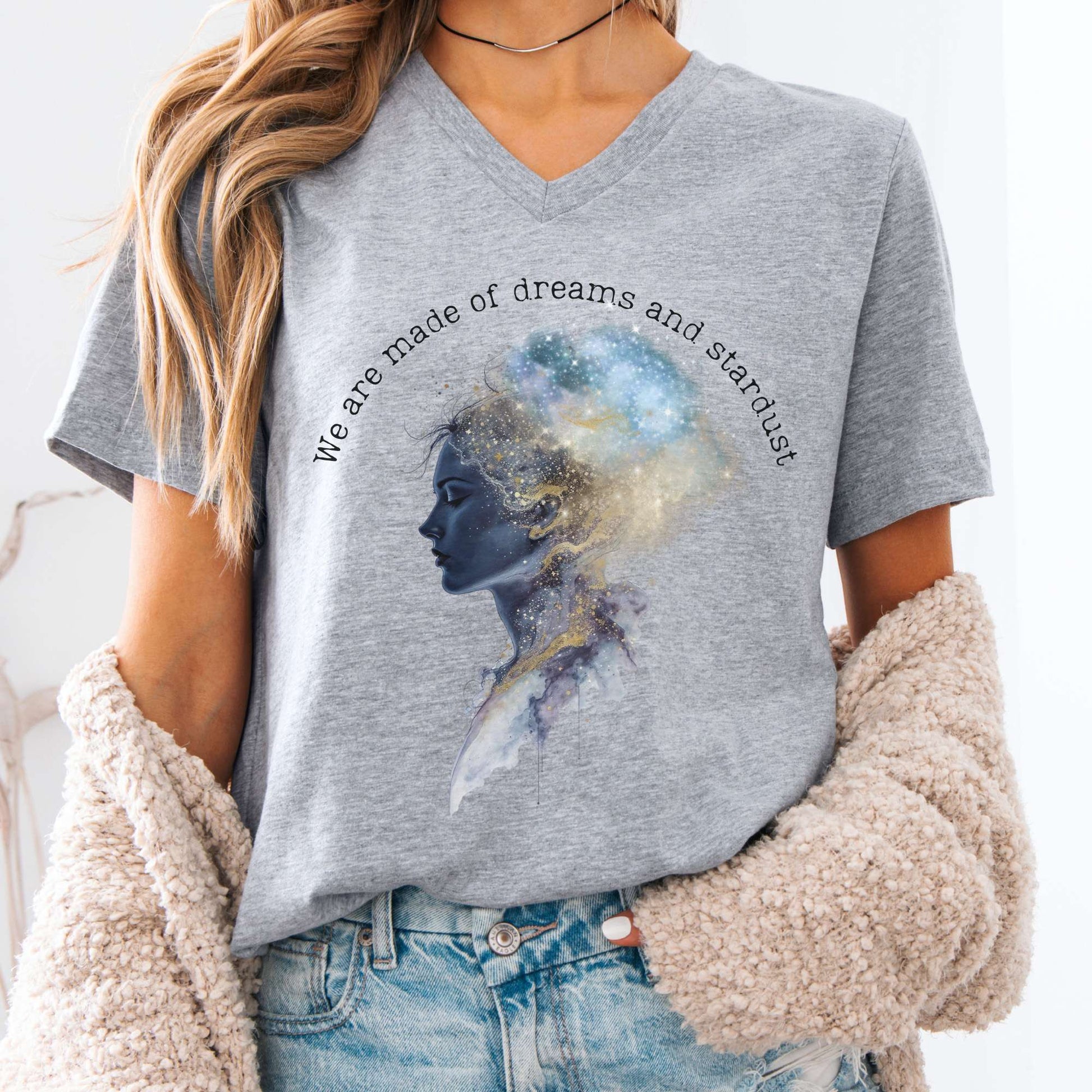V-neck Athletic Heather / S We Are Made of Dreams and Stardust V-neck The Mystic Eden