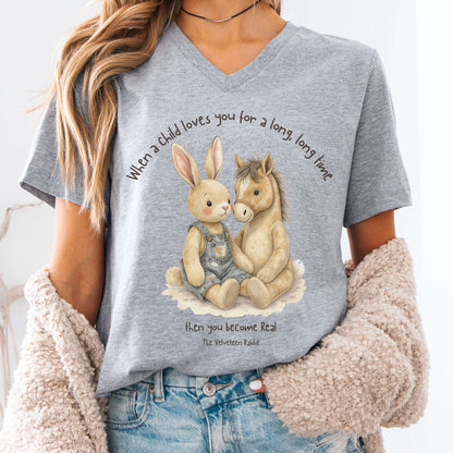 V-neck Athletic Heather / S You Become Real The Velveteen Rabbit V-Neck The Mystic Eden