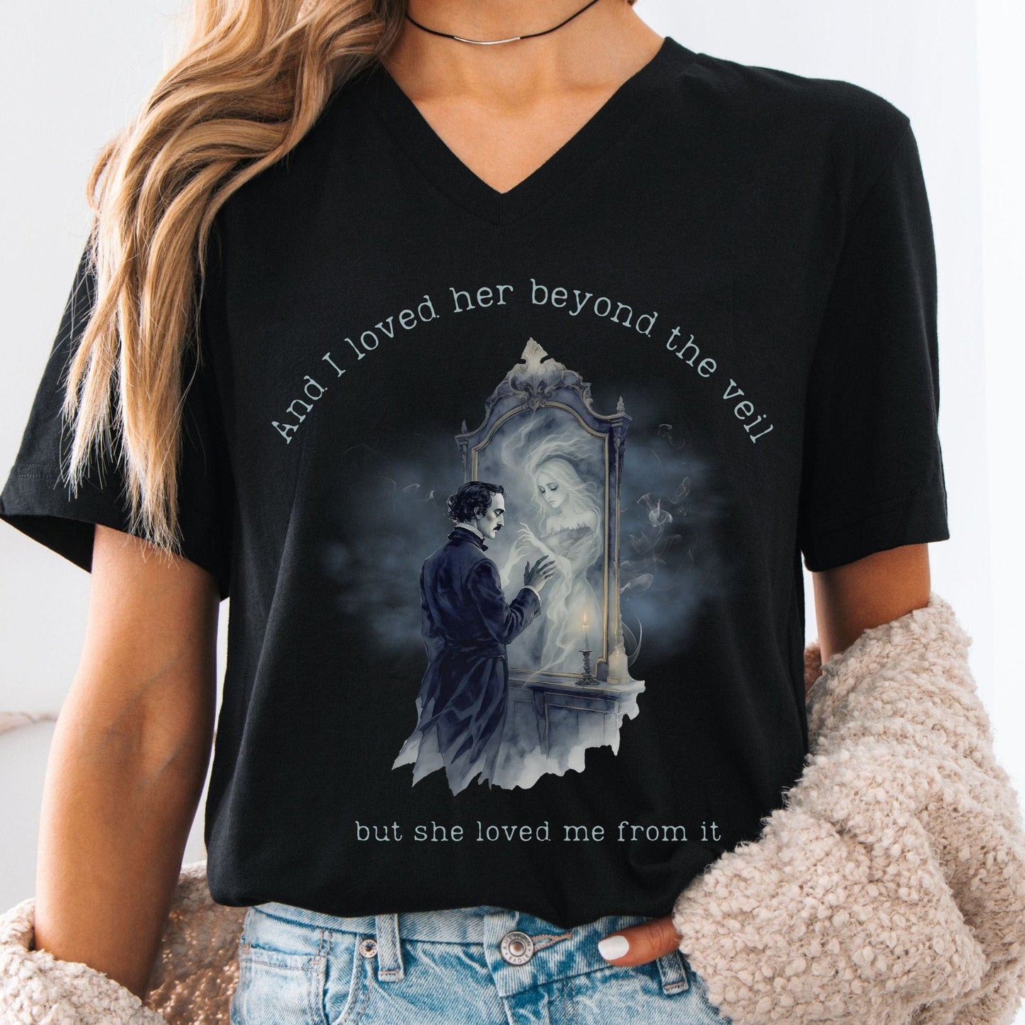 V-neck Black / S And I Loved Her Beyond The Veil Poe V-neck The Mystic Eden