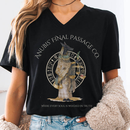 V-neck Black / S Anubis' Final Passage Co Egyptian Mythology V-neck The Mystic Eden