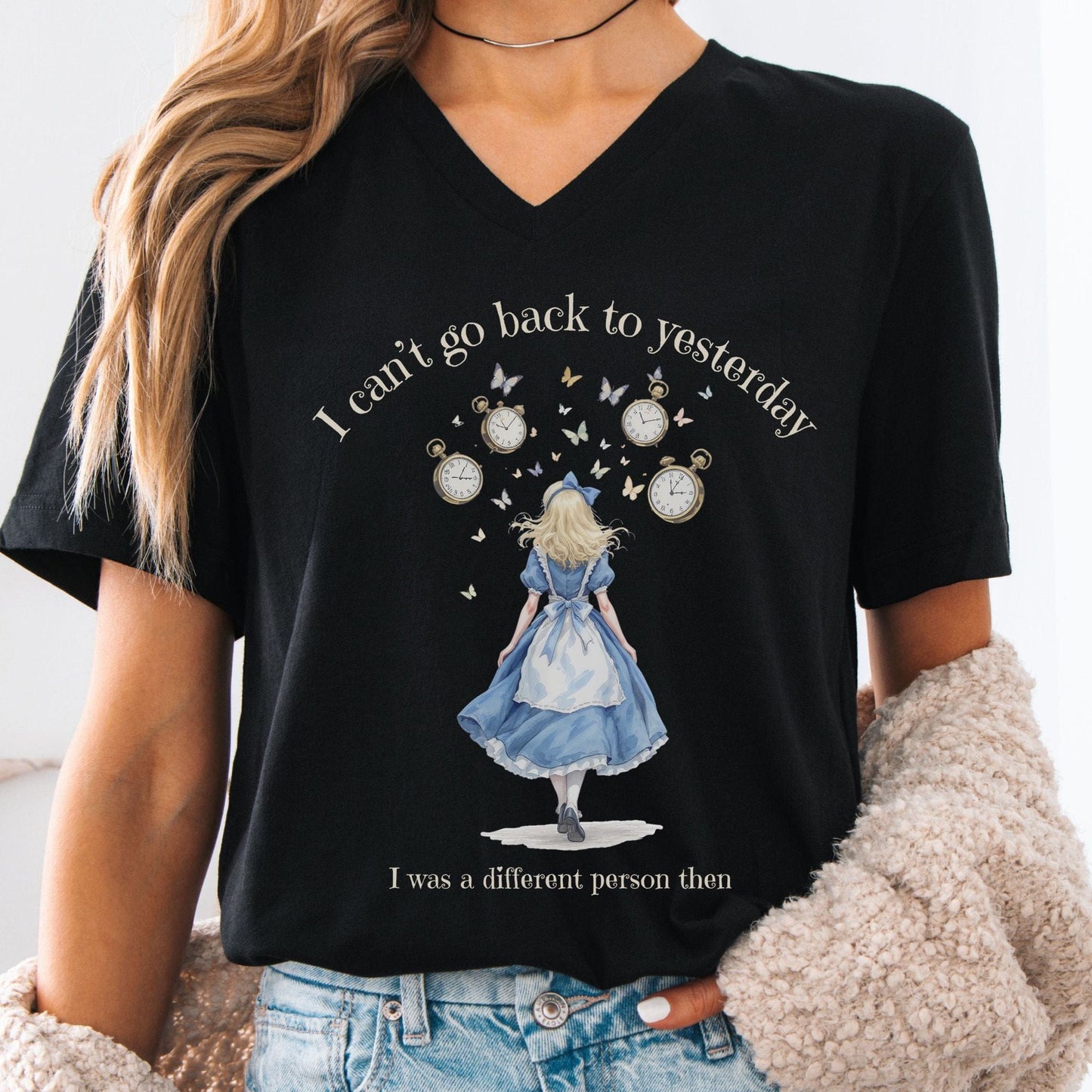 V-neck Black / S I Can't Go Back To Yesterday V-neck The Mystic Eden