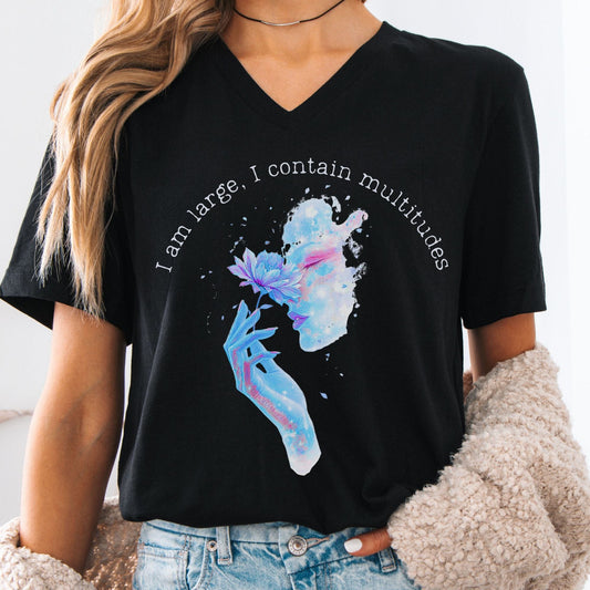 V-neck Black / S I Contain Multitudes Walt Whitman V-neck The Mystic Eden