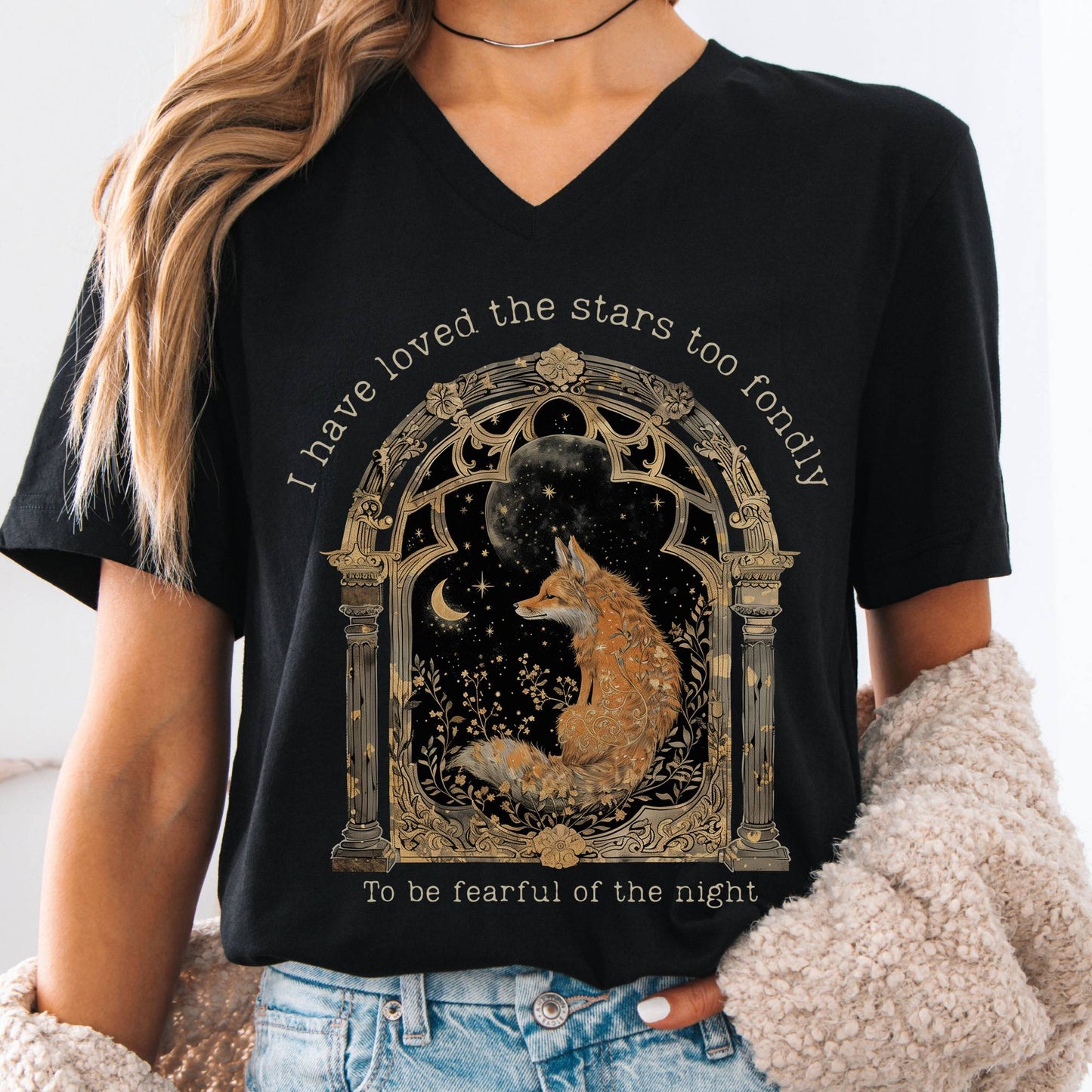 V-neck Black / S I Have Loved the Stars Too Fondly Sarah Williams Poetry V-neck The Mystic Eden