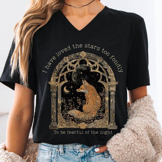 V-neck Black / S I Have Loved the Stars Too Fondly Sarah Williams Poetry V-neck The Mystic Eden
