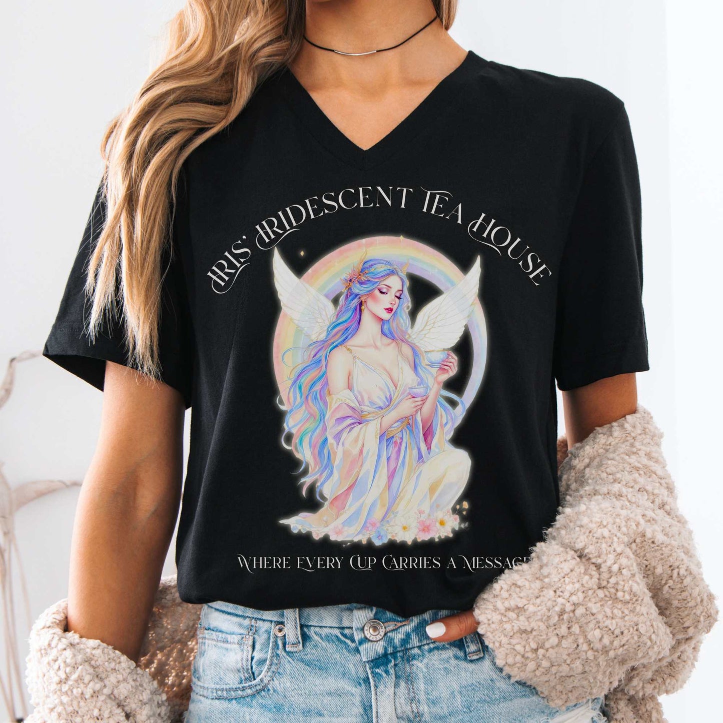 V-neck Black / S Iris’ Iridescent Tea House Mythology V-neck The Mystic Eden