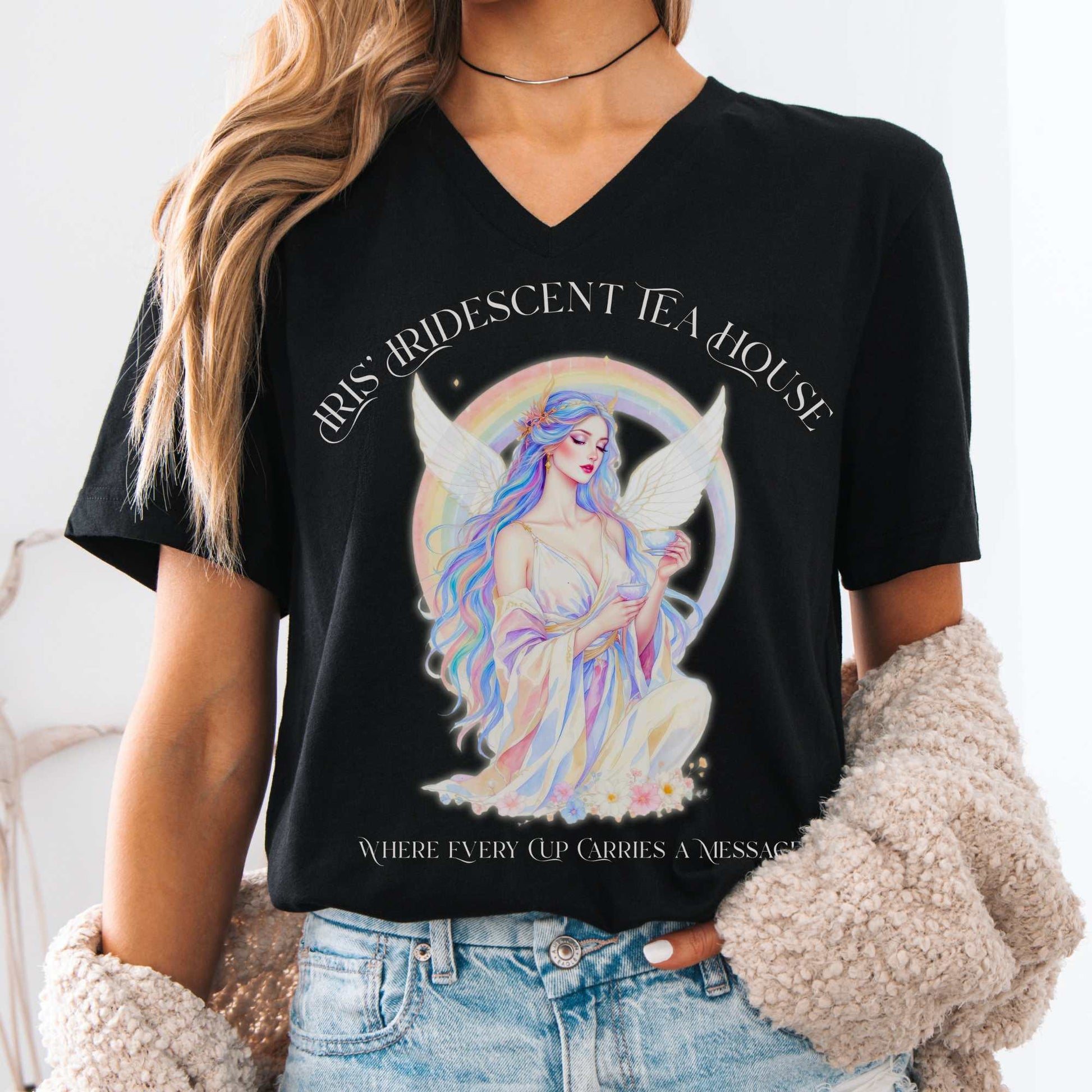 V-neck Black / S Iris’ Iridescent Tea House Mythology V-neck The Mystic Eden