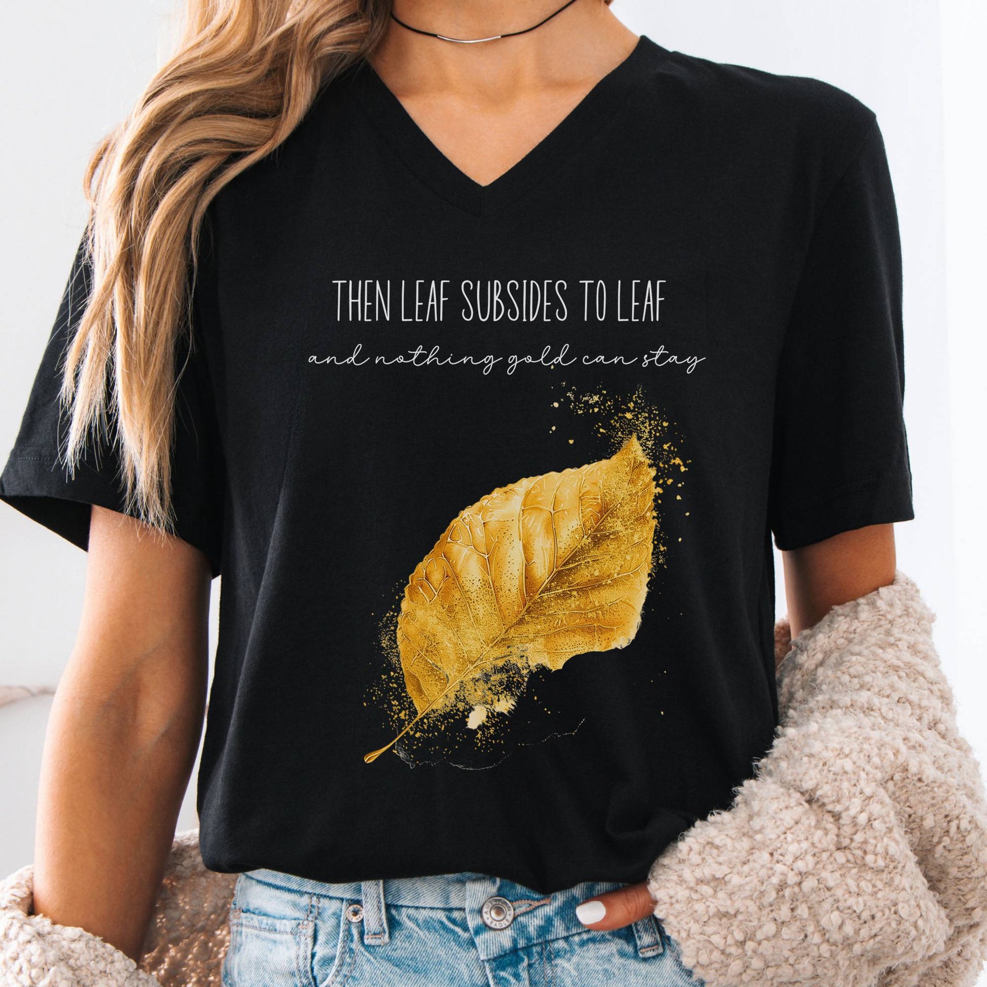 V-neck Black / S Nothing Gold Can Stay Robert Frost V-neck The Mystic Eden