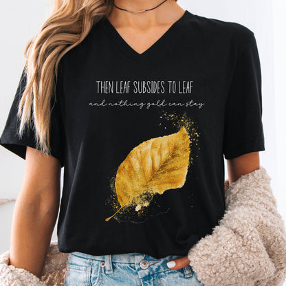 V-neck Black / S Nothing Gold Can Stay Robert Frost V-neck The Mystic Eden