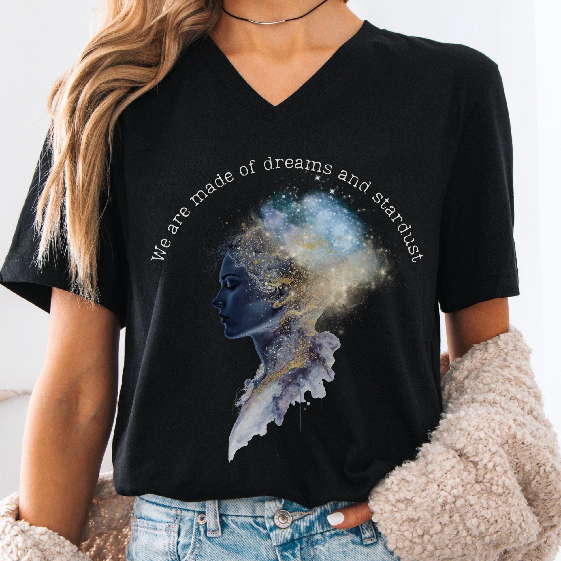 V-neck Black / S We Are Made of Dreams and Stardust V-neck The Mystic Eden