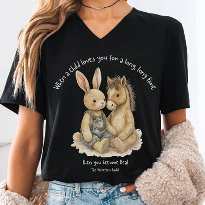 V-neck Black / S You Become Real The Velveteen Rabbit V-Neck The Mystic Eden