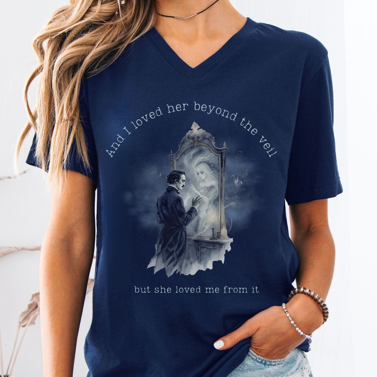 V-neck Navy / S And I Loved Her Beyond The Veil Poe V-neck The Mystic Eden