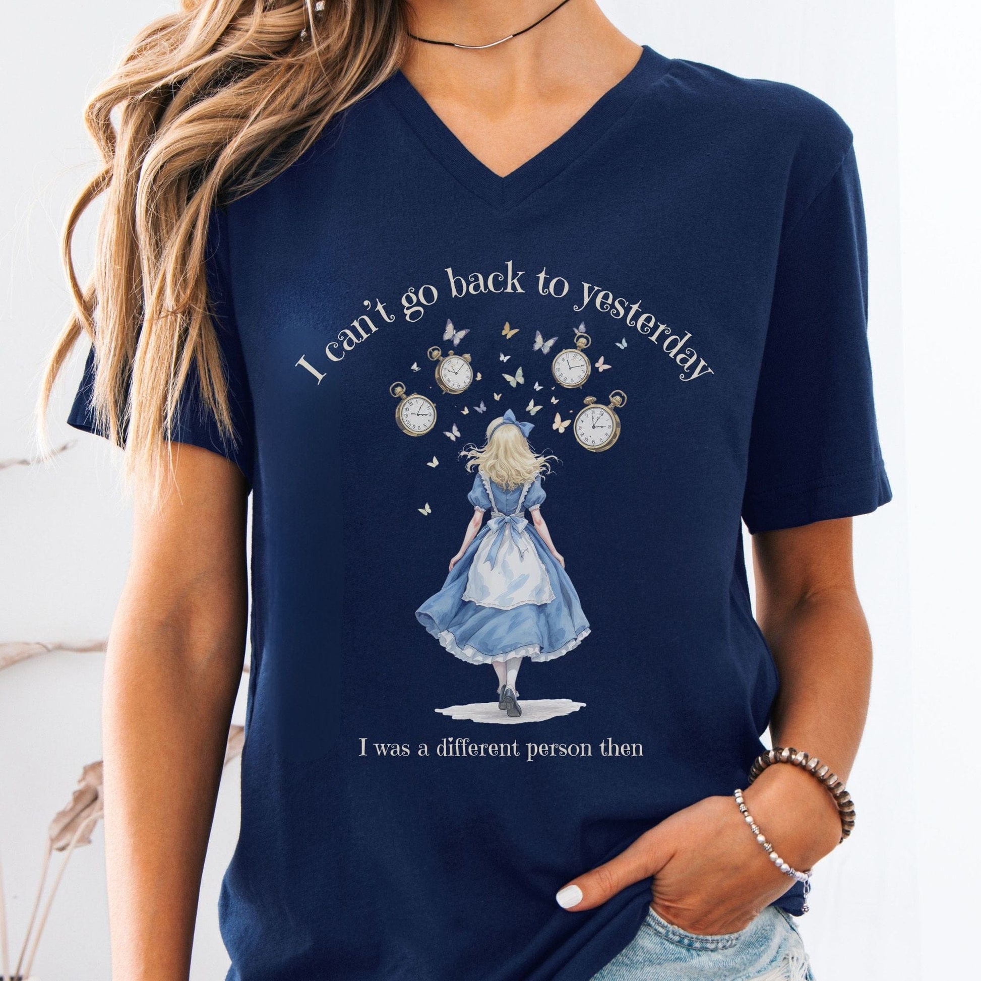 V-neck Navy / S I Can't Go Back To Yesterday V-neck The Mystic Eden
