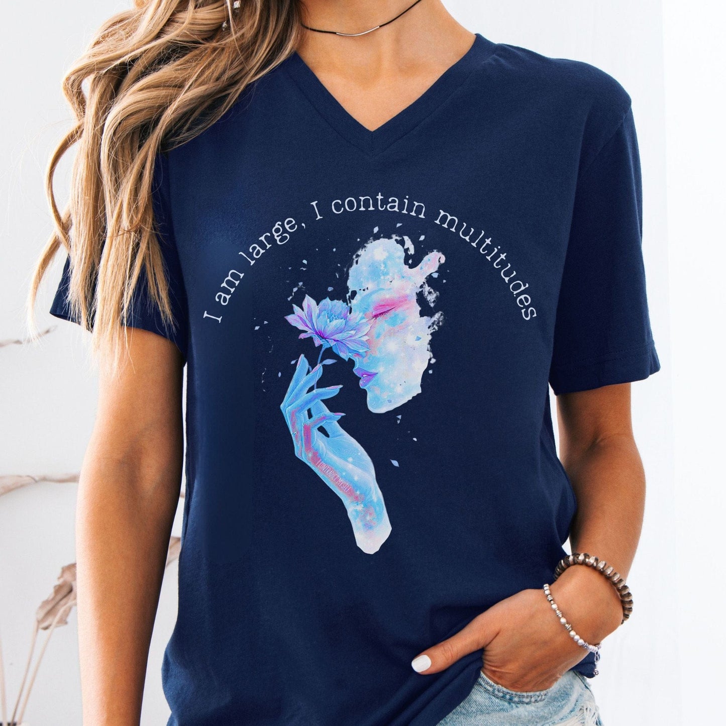 V-neck Navy / S I Contain Multitudes Walt Whitman V-neck The Mystic Eden