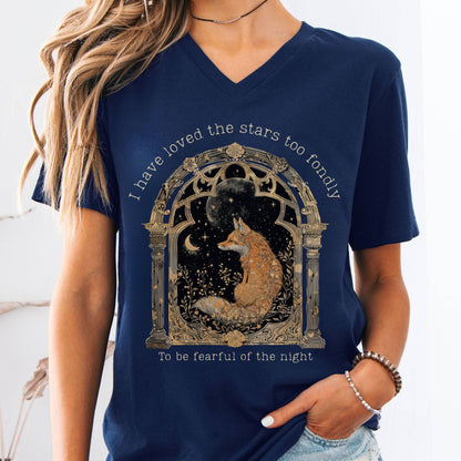 V-neck Navy / S I Have Loved the Stars Too Fondly Sarah Williams Poetry V-neck The Mystic Eden