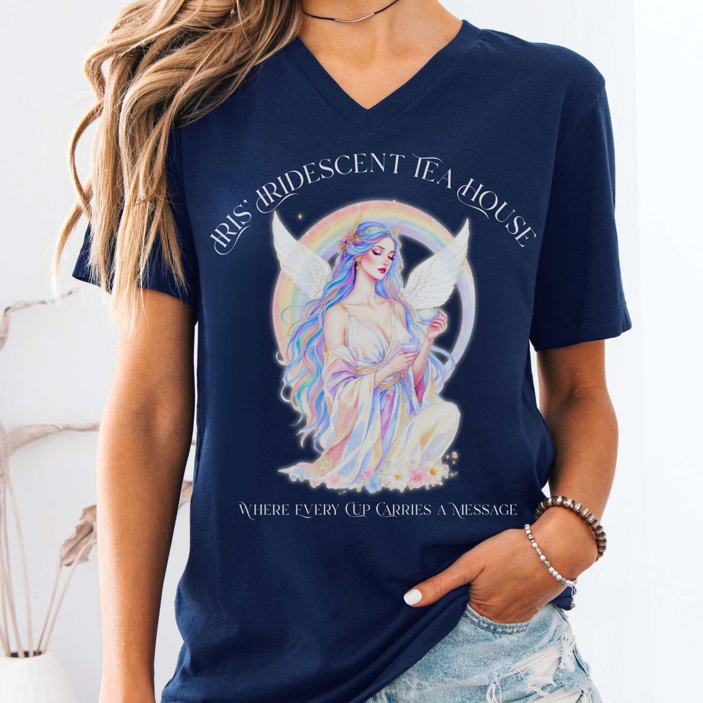 V-neck Navy / S Iris’ Iridescent Tea House Mythology V-neck The Mystic Eden