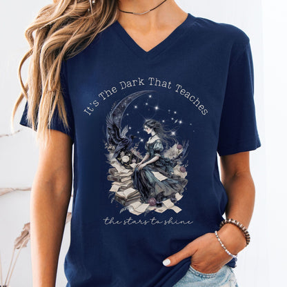 V-neck Navy / S It's the Dark That Teaches the Stars to Shine Poe Inspired V-neck The Mystic Eden