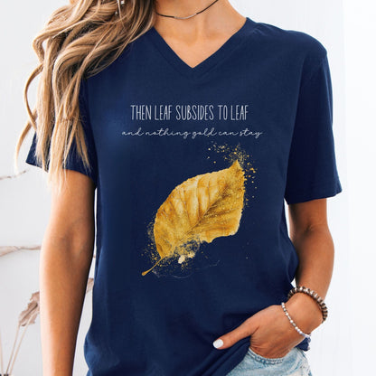 V-neck Navy / S Nothing Gold Can Stay Robert Frost V-neck The Mystic Eden