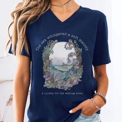 V-neck Navy / S Sea Lullaby for the Waiting Moon Poetry V-neck The Mystic Eden