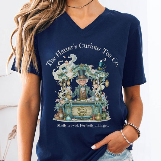 V-neck Navy / S The Hatters Curious Tea Co  V-neck The Mystic Eden