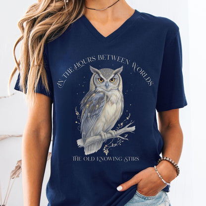 V-neck Navy / S The Old Knowing Stirs Mystical Owl V-Neck The Mystic Eden
