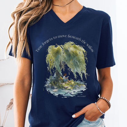 V-neck Navy / S Time Forgets to Move Beneath the Willow V-neck The Mystic Eden
