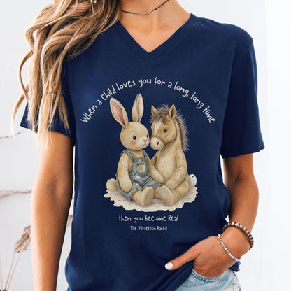 V-neck Navy / S You Become Real The Velveteen Rabbit V-Neck The Mystic Eden