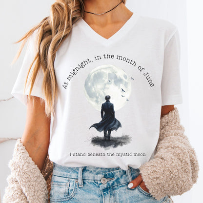 V-neck White / S Beneath the Mystic Moon Edgar Allan Poe V-neck The Mystic Eden