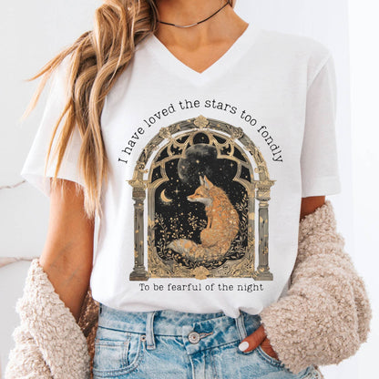 V-neck White / S I Have Loved the Stars Too Fondly Sarah Williams Poetry V-neck The Mystic Eden