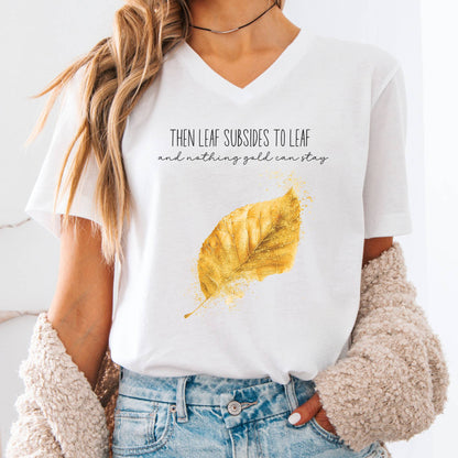 V-neck White / S Nothing Gold Can Stay Robert Frost V-neck The Mystic Eden