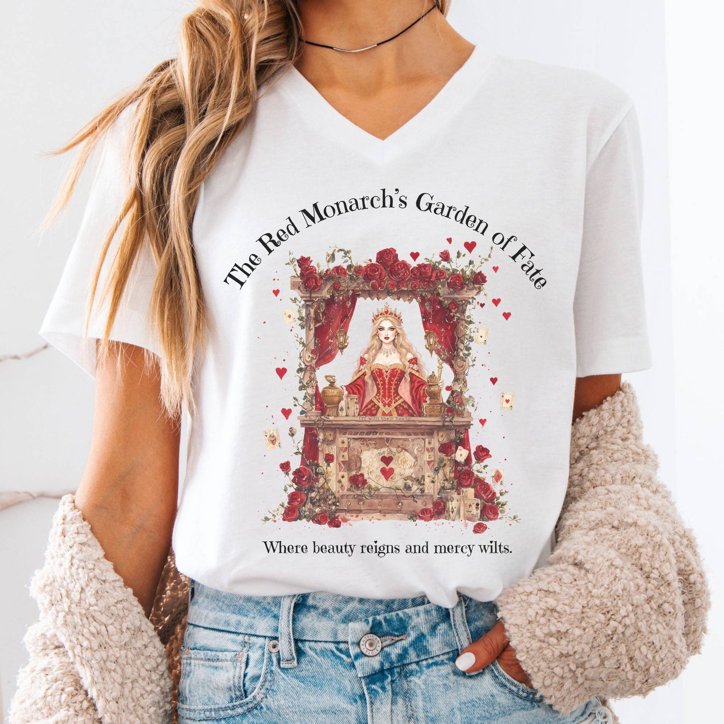 V-neck White / S The Red Monarchs Garden of Fate V-neck The Mystic Eden